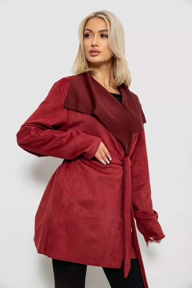 Купити Жіночий кардиган однотонний, колір бордовий, 257R001 - Фото №3