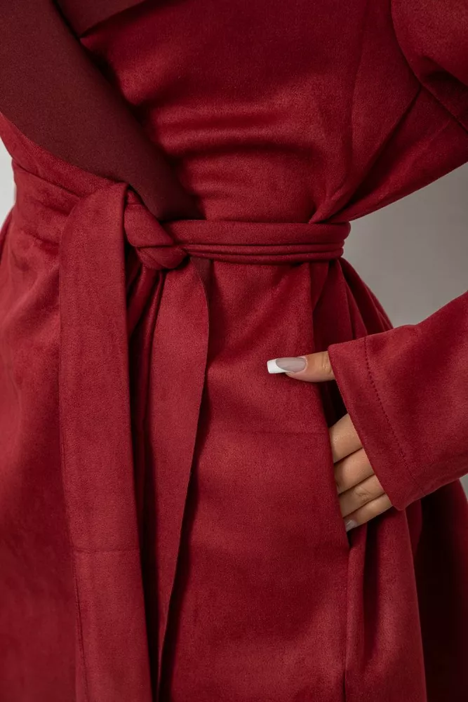 Купити Жіночий кардиган однотонний, колір бордовий, 257R001 - Фото №5