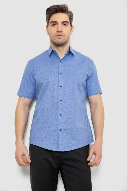 Рубашка мужская с принтом, цвет голубой, 214R7339