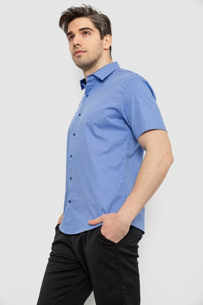 Купить Рубашка мужская с принтом, цвет голубой, 214R7339 - Фото №3
