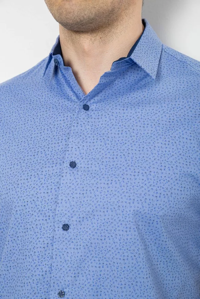 Купить Рубашка мужская с принтом, цвет голубой, 214R7339 - Фото №5