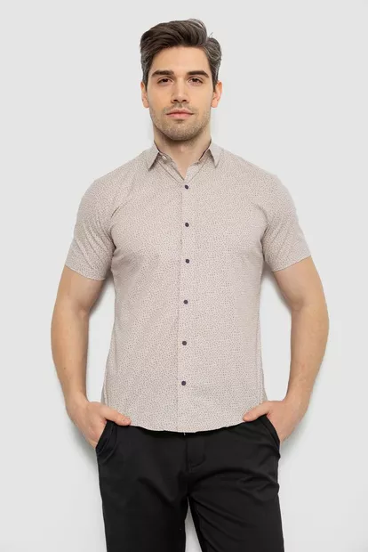 Рубашка мужская с принтом, цвет молочный, 214R7339