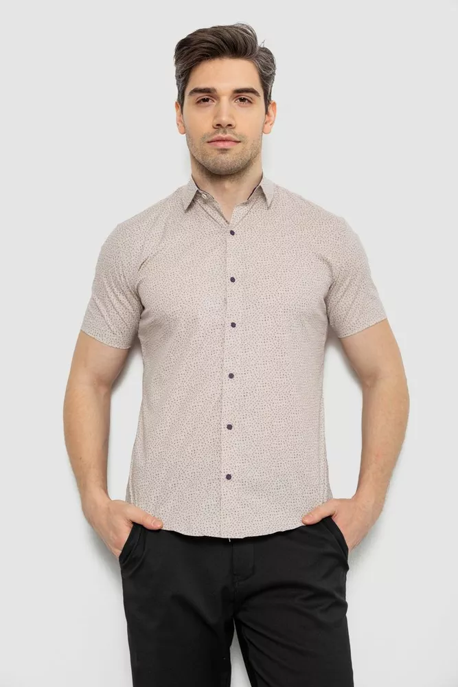 Купить Рубашка мужская с принтом, цвет молочный, 214R7339 - Фото №1