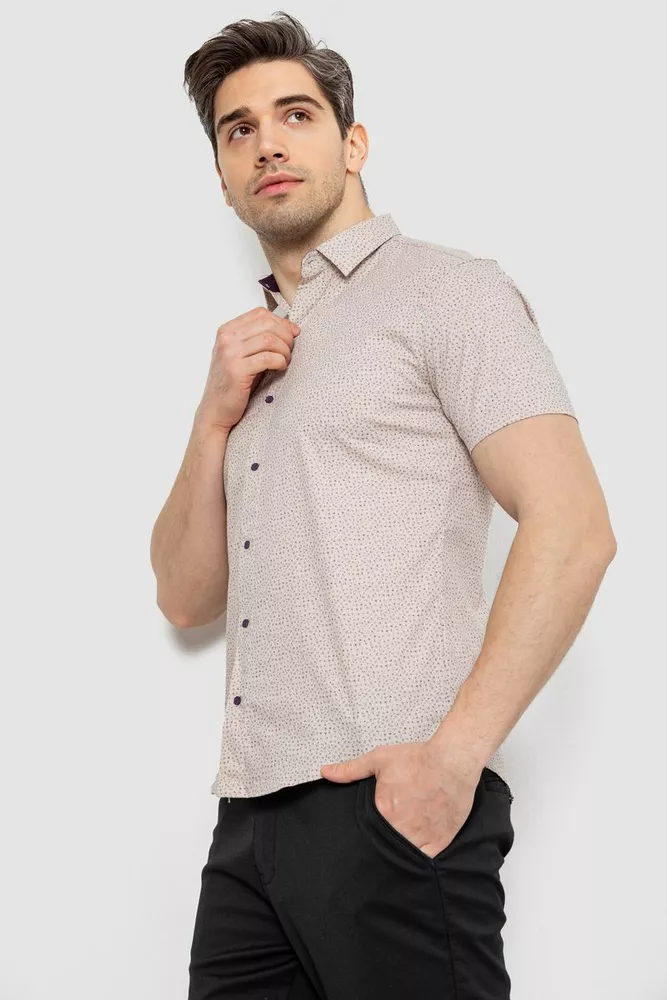 Купить Рубашка мужская с принтом, цвет молочный, 214R7339 - Фото №3