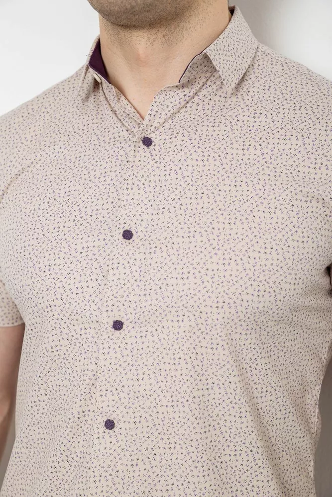 Купить Рубашка мужская с принтом, цвет молочный, 214R7339 - Фото №5