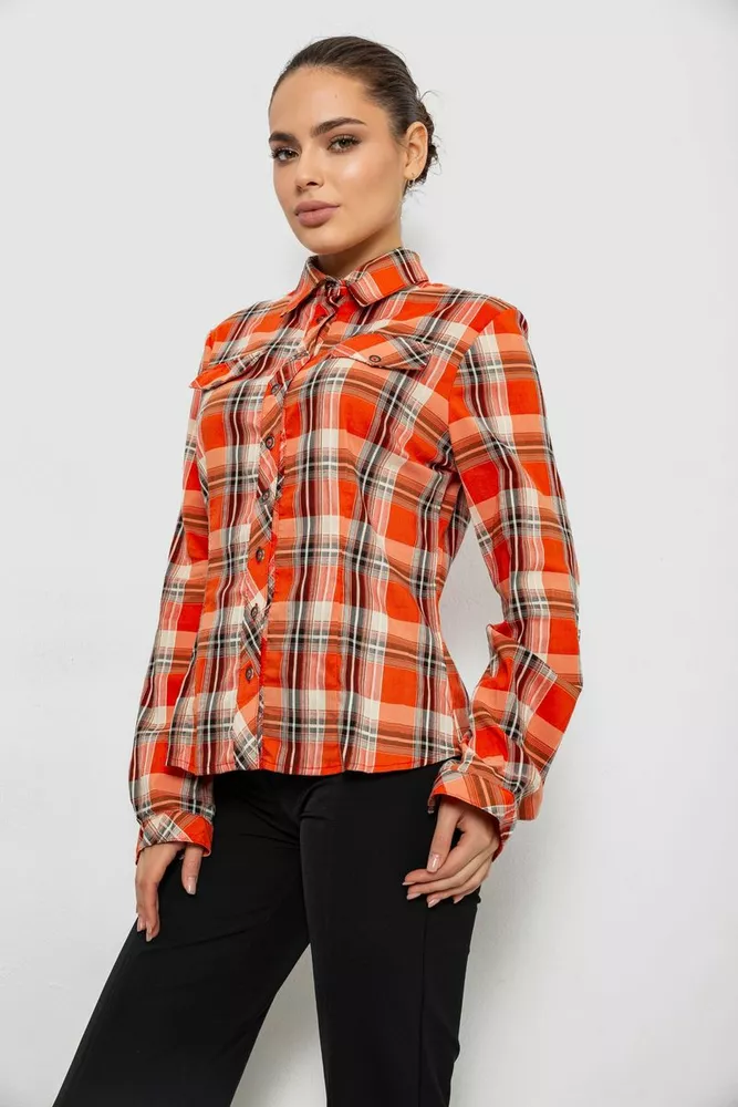 Купити Сорочка жіноча повсякденна, колір помаранчевий, 230R064 - Фото №3