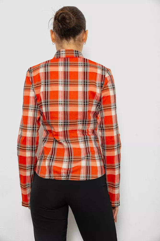 Купить Рубашка женская в клетку, цвет оранжевый, 230R064-1 - Фото №4