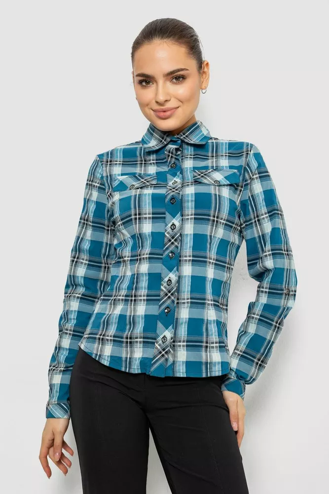 Купити Сорочка жіноча повсякденна, колір синій, 230R064 - Фото №1