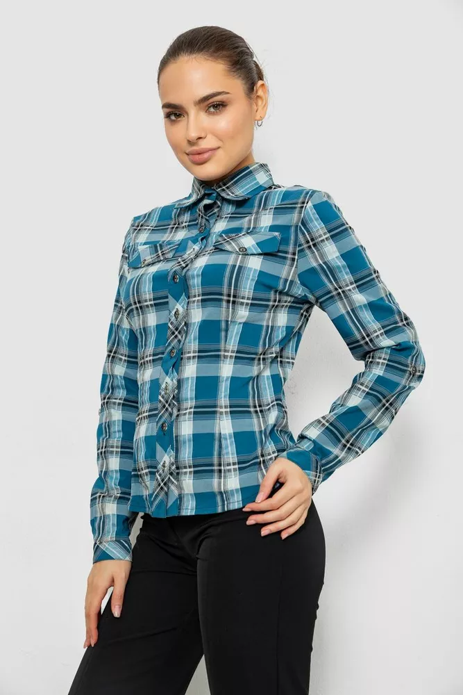 Купити Сорочка жіноча повсякденна, колір синій, 230R064 - Фото №3