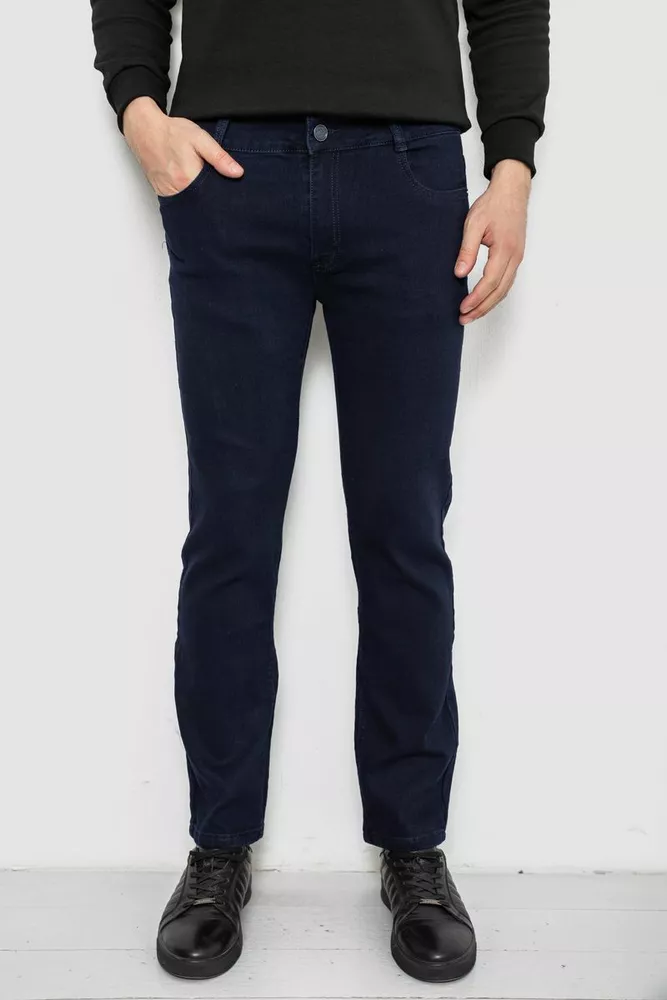 Купить Джинсы мужские однотонные Straight, цвет синий, 244R1049-1 - Фото №1
