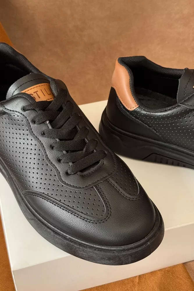 Купить Кеды мужские, цвет черно-коричневый, 248RR123 - Фото №3