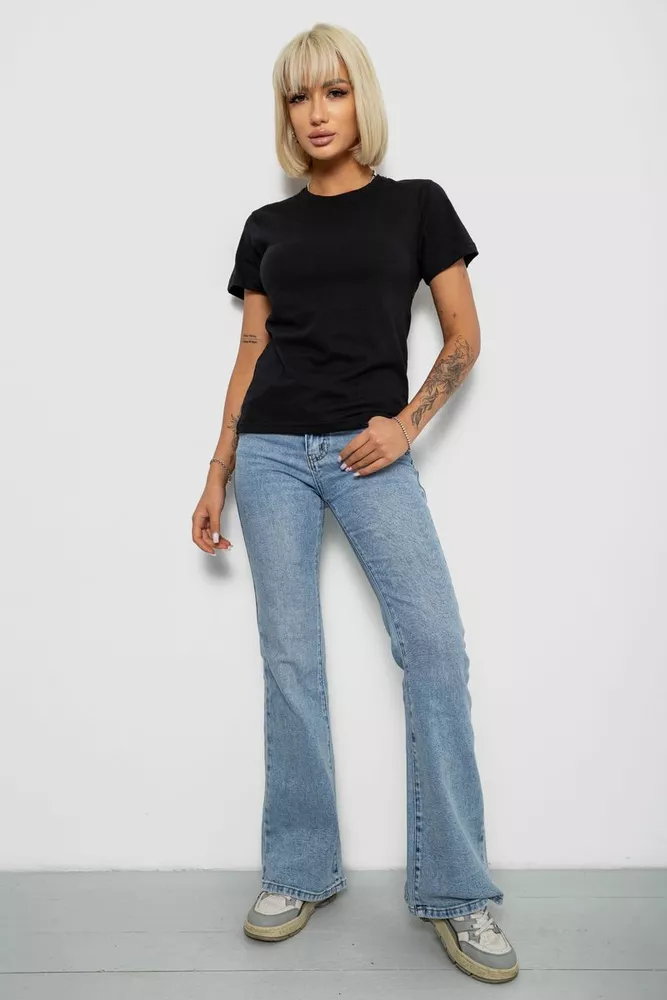 Купити Футболка жіноча однотонна, колір чорний, 129R8900 - Фото №2