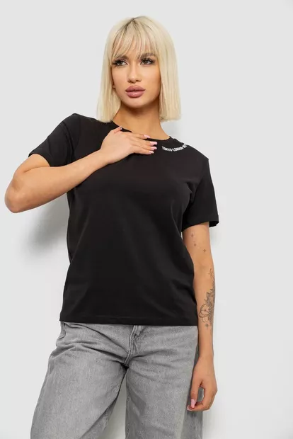 Футболка женская с принтом, цвет черный, 244R1043-5