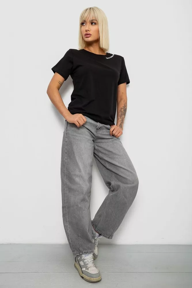 Купить Футболка женская с принтом, цвет черный, 244R1043-5 - Фото №2