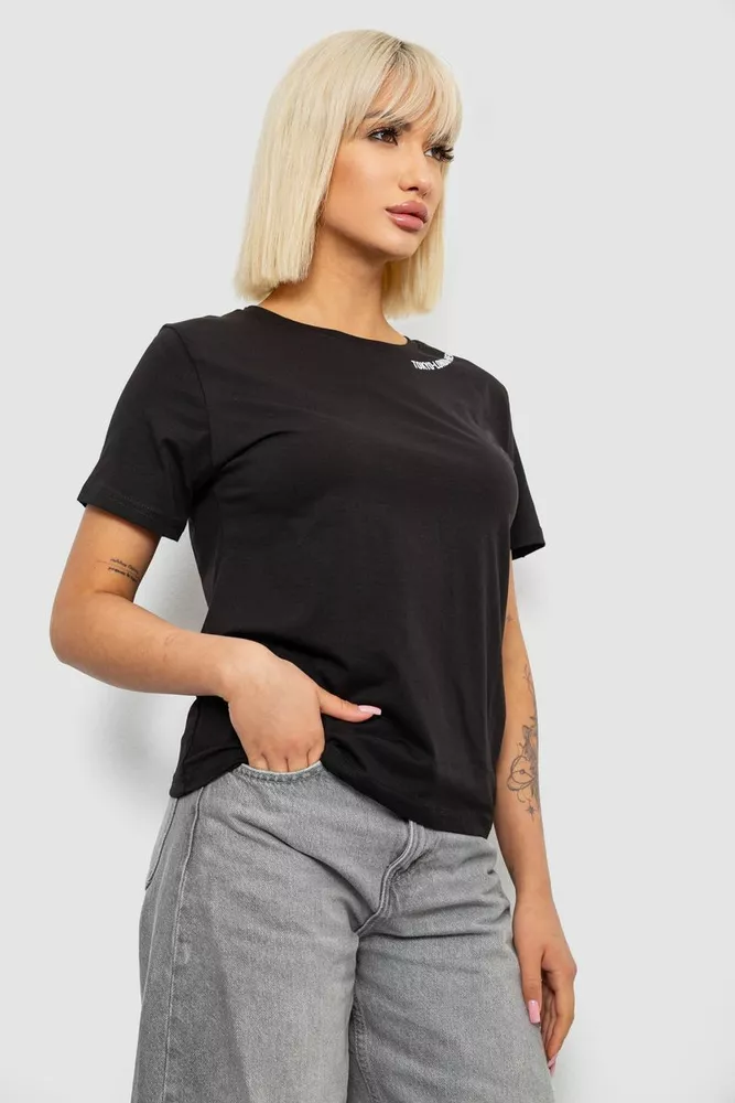 Купить Футболка женская с принтом, цвет черный, 244R1043-5 - Фото №3