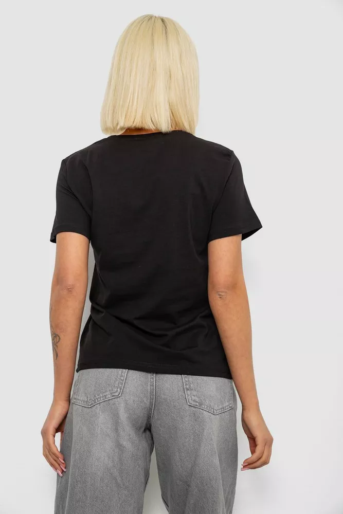 Купить Футболка женская с принтом, цвет черный, 244R1043-5 - Фото №4