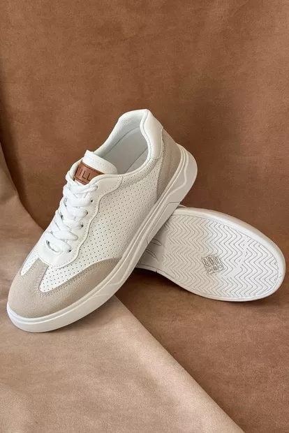 Кеди чоловічі, колір біло-бежевий, 248RR123