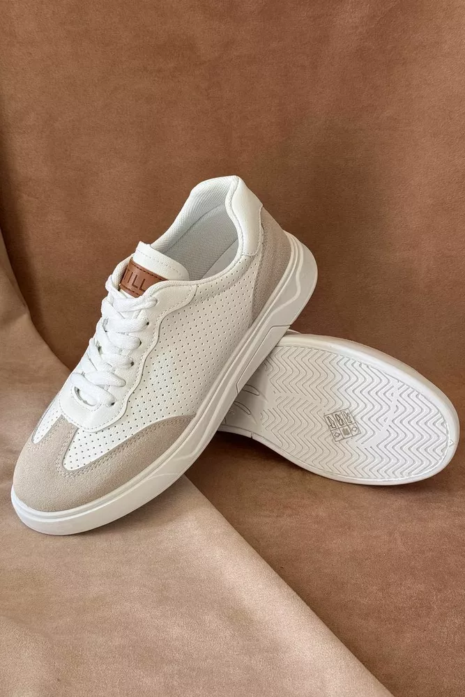 Купити Кеди чоловічі, колір біло-бежевий, 248RR123 - Фото №1