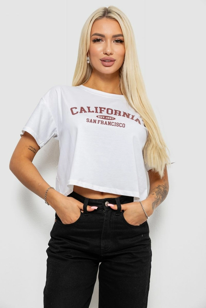 Купить Футболка женская с принтом, цвет белый, 221R9906 - Фото №1