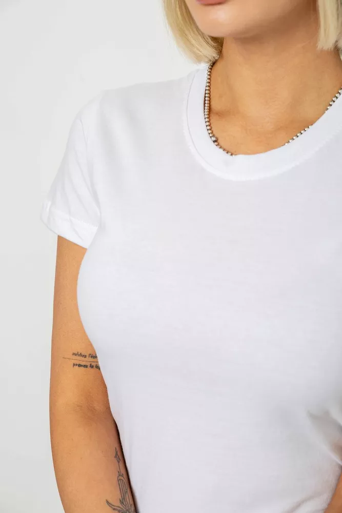 Купити Футболка жіноча однотонна, колір білий, 129R8900 - Фото №5