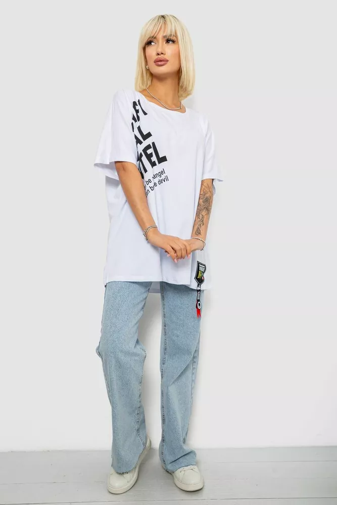 Купити Футболка жіноча з принтом, колір білий, 244R5004 оптом - Фото №2