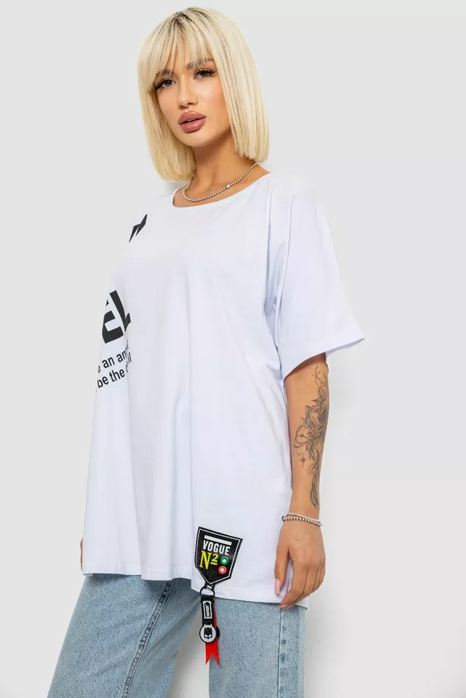 Купити Футболка жіноча з принтом, колір білий, 244R5004 оптом - Фото №3