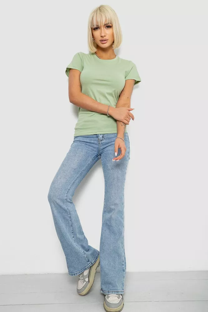 Купити Футболка жіноча однотонна, колір оливковий, 129R8900 - Фото №2