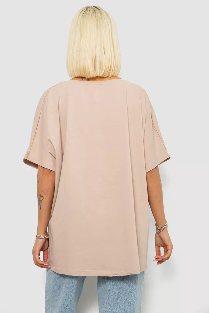 Купити Футболка жіноча з принтом, колір бежевий, 244R5004 оптом - Фото №4