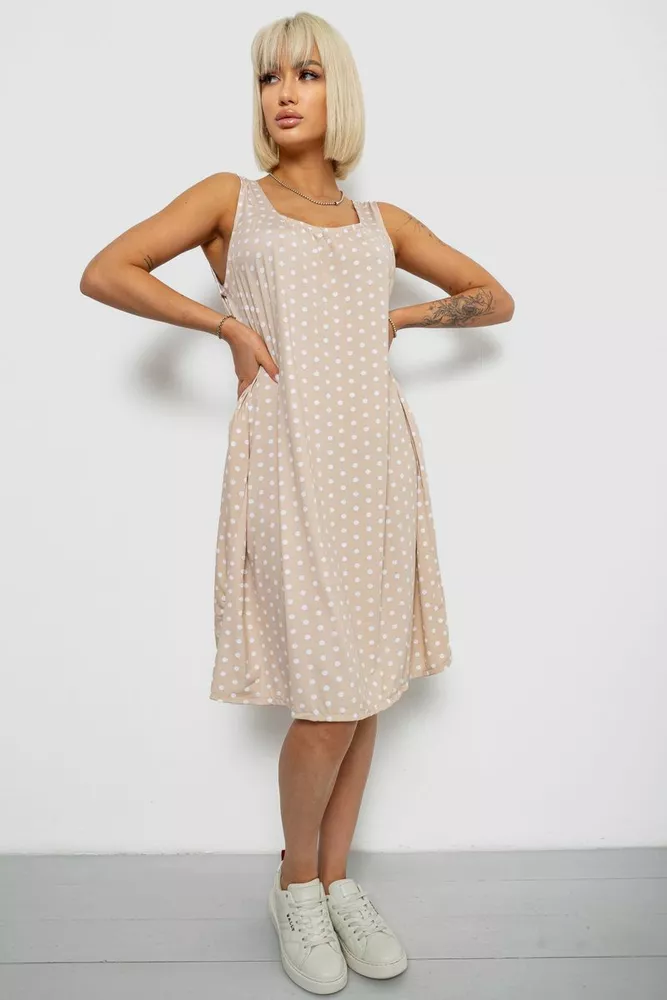 Купить Сарафан женский в горох, цвет бежевый, 257R733 - Фото №3
