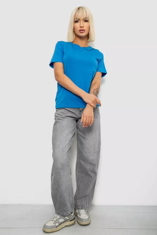 Купить Футболка женская с принтом, цвет голубой, 244R1043-5 - Фото №2