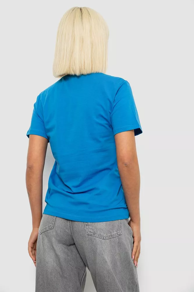 Купить Футболка женская с принтом, цвет голубой, 244R1043-5 - Фото №4