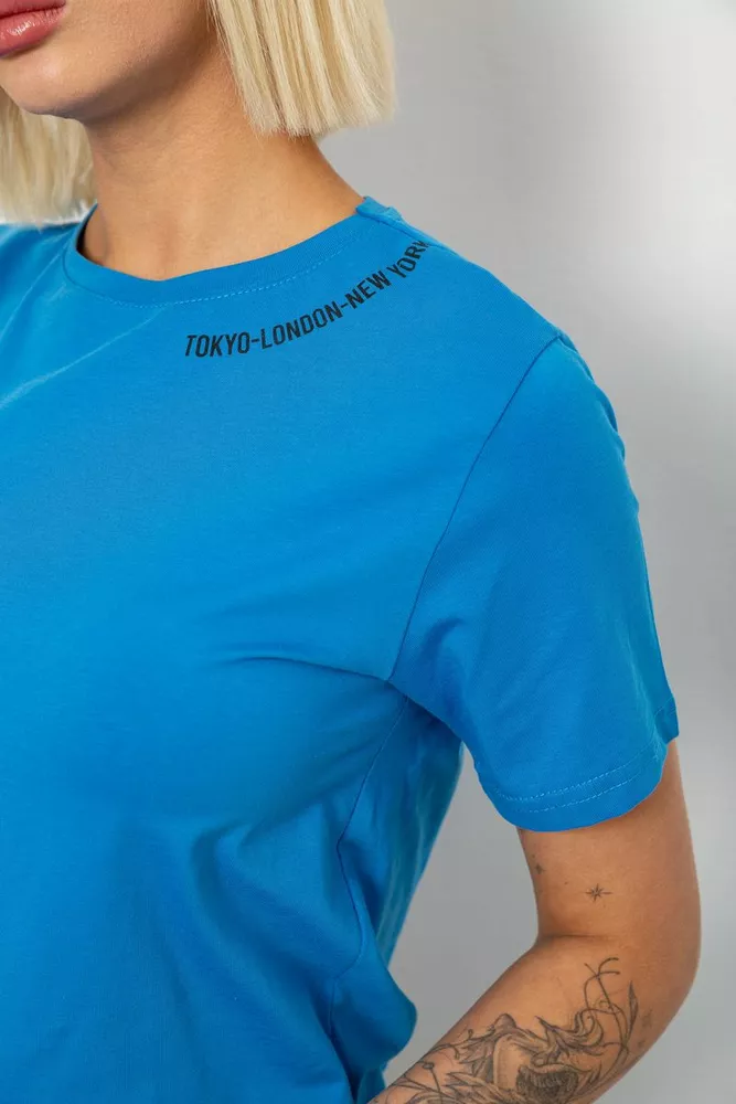 Купить Футболка женская с принтом, цвет голубой, 244R1043-5 - Фото №5