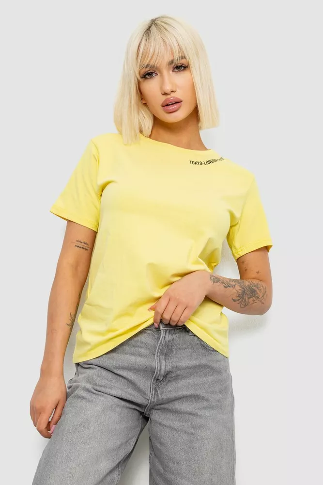 Купить Футболка женская с принтом, цвет желтый, 244R1043-5 - Фото №1