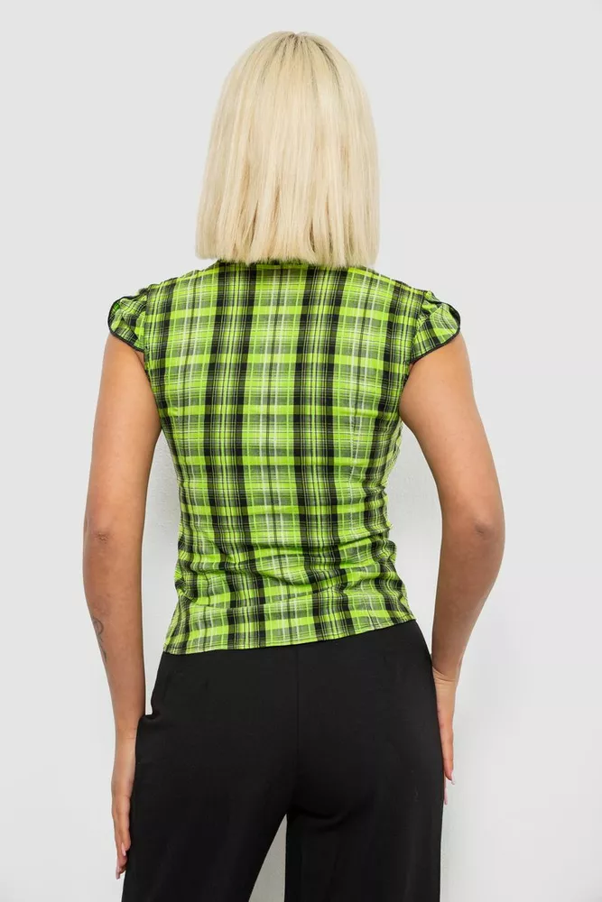 Купить Блуза в клетку, цвет зеленый, 230R2502 - Фото №4