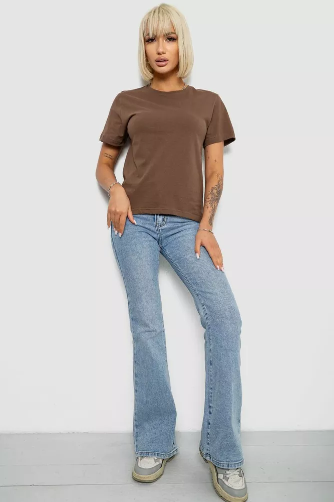 Купити Футболка жіноча однотонна, колір коричневий, 129R8900 - Фото №2