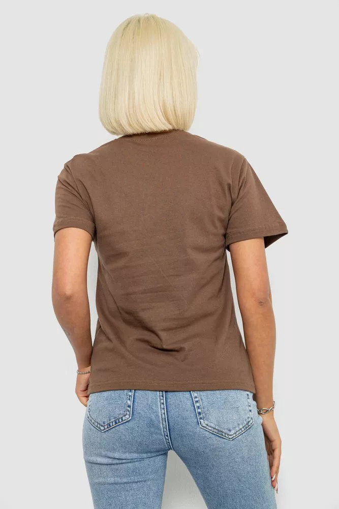 Купити Футболка жіноча однотонна, колір коричневий, 129R8900 - Фото №4