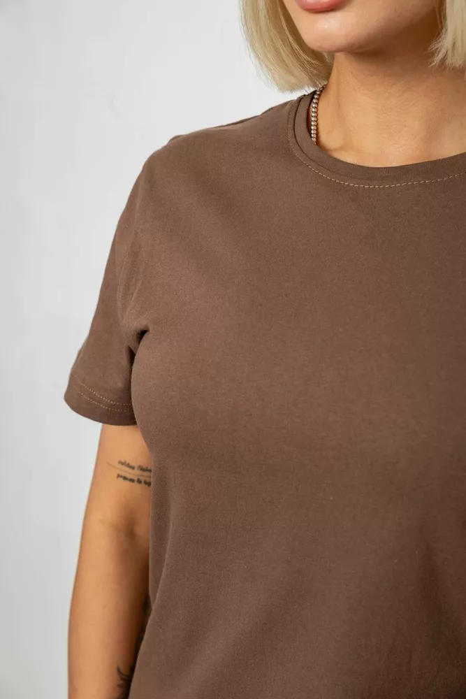 Купити Футболка жіноча однотонна, колір коричневий, 129R8900 - Фото №5