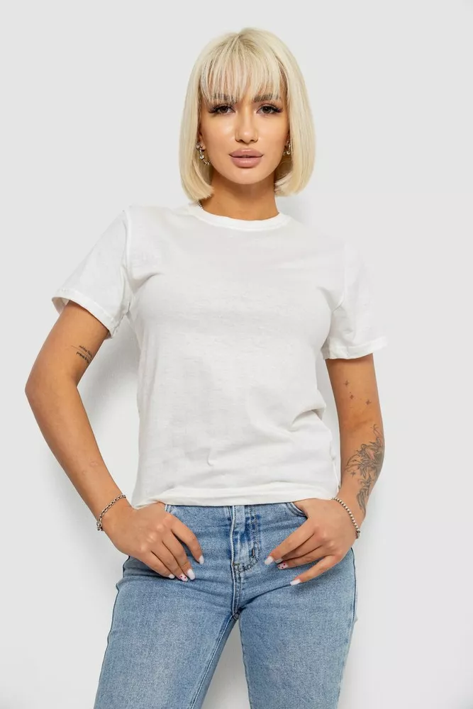 Купити Футболка жіноча однотонна, колір молочний, 129R8900 - Фото №1