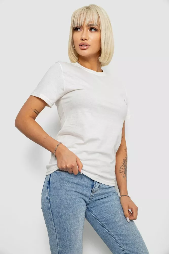 Купити Футболка жіноча однотонна, колір молочний, 129R8900 - Фото №3