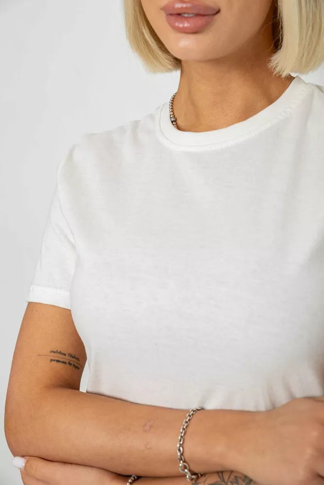 Купити Футболка жіноча однотонна, колір молочний, 129R8900 - Фото №5