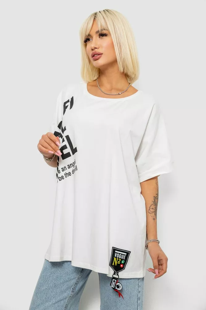 Купить Футболка женская с принтом, цвет молочный, 244R5004 - Фото №3