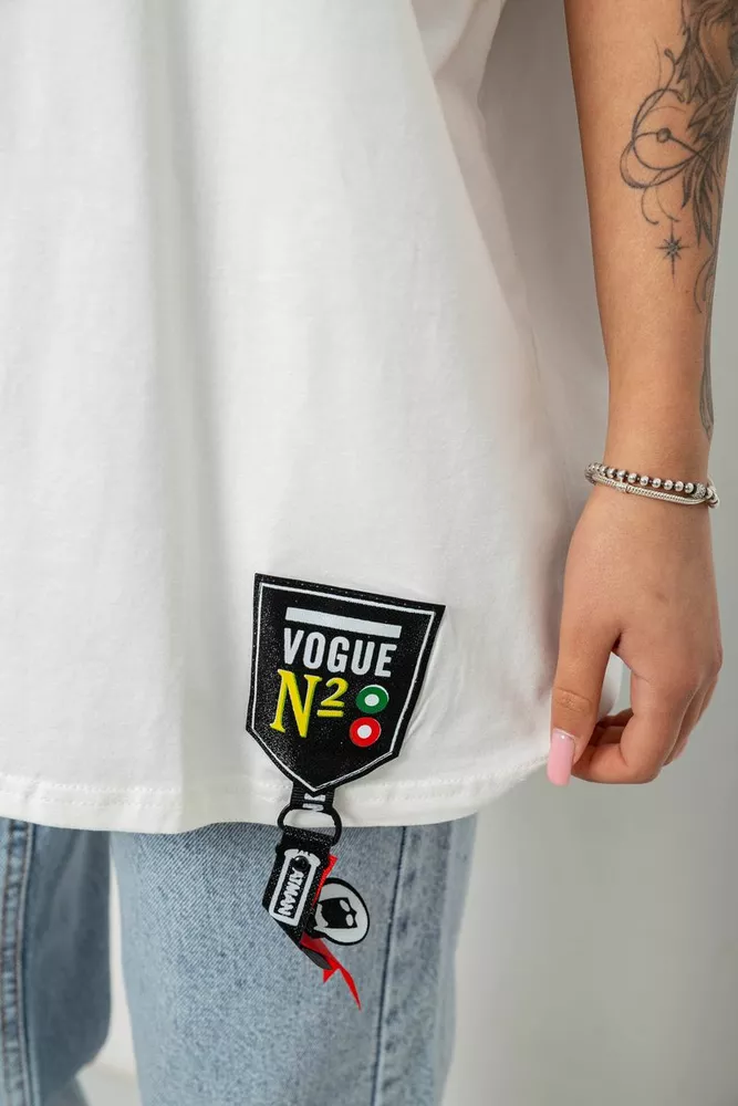 Купить Футболка женская с принтом, цвет молочный, 244R5004 - Фото №5