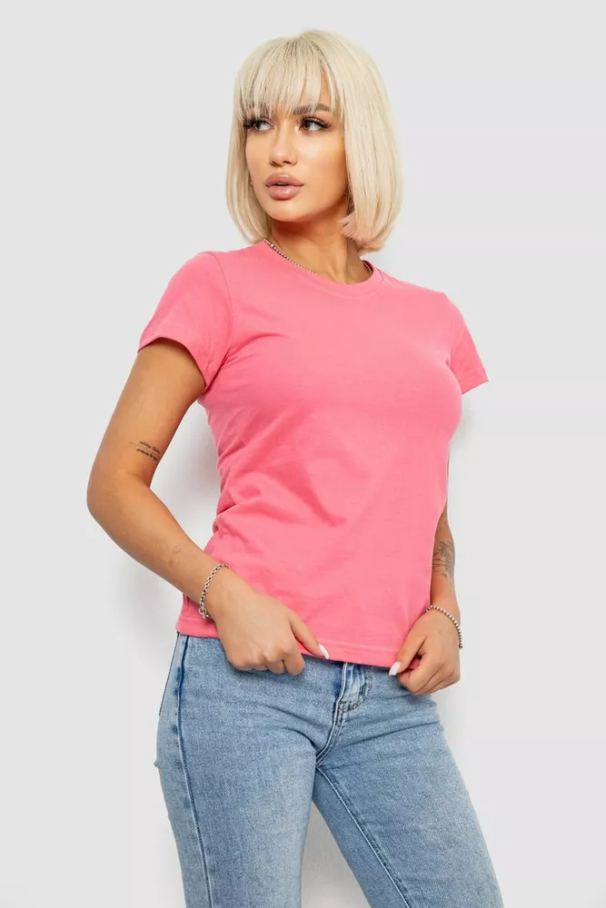 Купить Футболка женская однотонная, цвет розовый, 129R8900 оптом - Фото №3