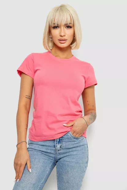 Футболка женская однотонная, цвет розовый, 129R8900