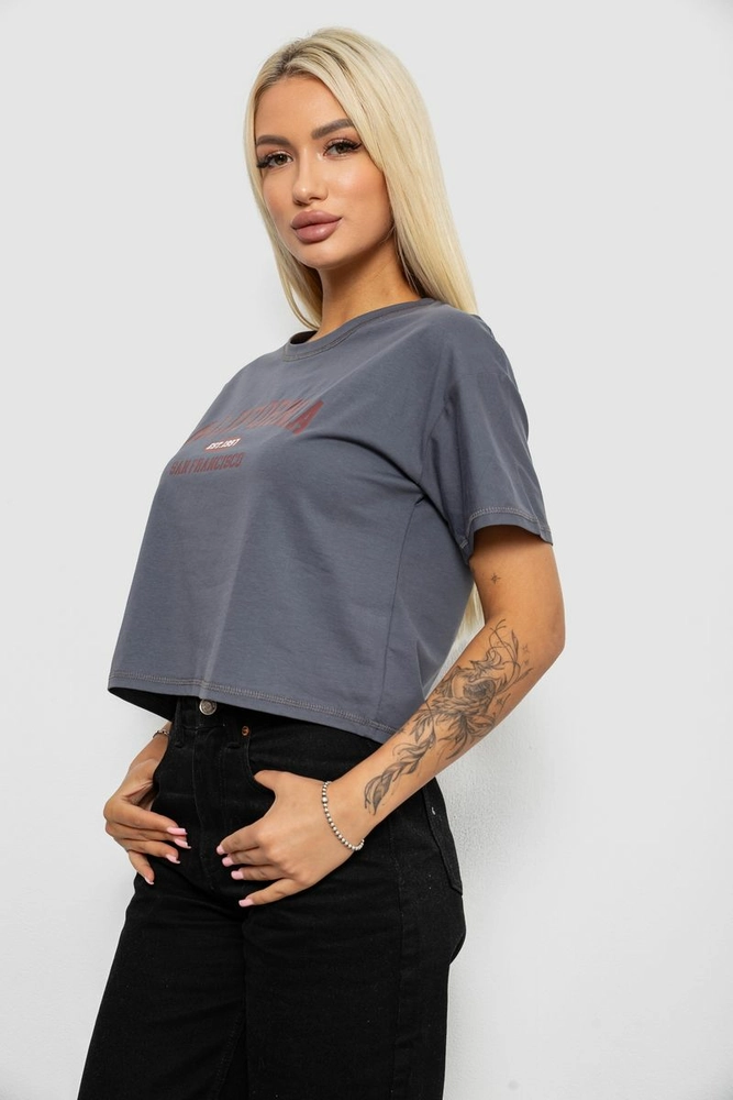 Купить Футболка женская с принтом, цвет серый, 221R9906 - Фото №3