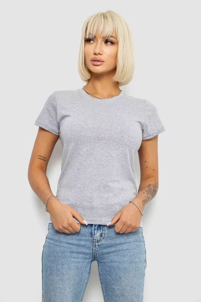 Купити Футболка жіноча однотонна, колір сірий, 129R8900 - Фото №1
