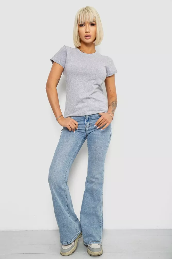 Купити Футболка жіноча однотонна, колір сірий, 129R8900 - Фото №2