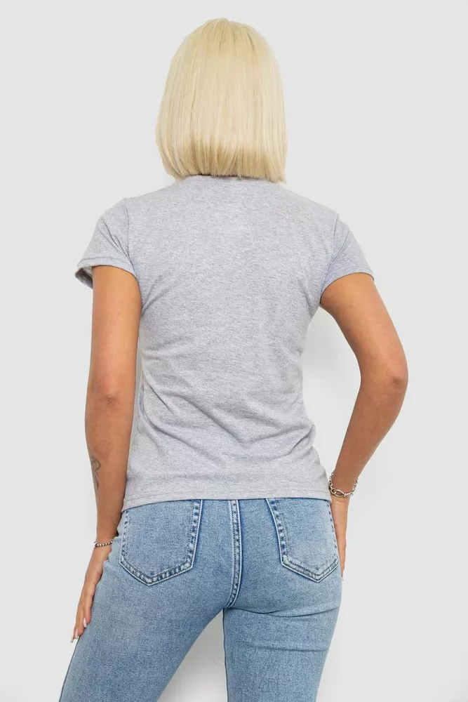 Купити Футболка жіноча однотонна, колір сірий, 129R8900 - Фото №4