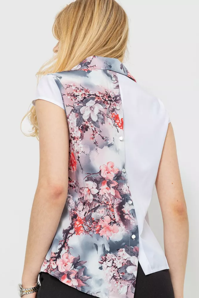 Купити Блуза з квітковим принтом, колір сіро-рожевий, 230R99-5 - Фото №4