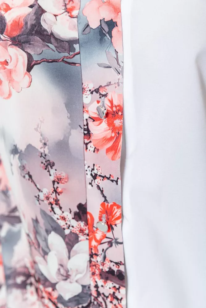 Купити Блуза з квітковим принтом, колір сіро-рожевий, 230R99-5 - Фото №5